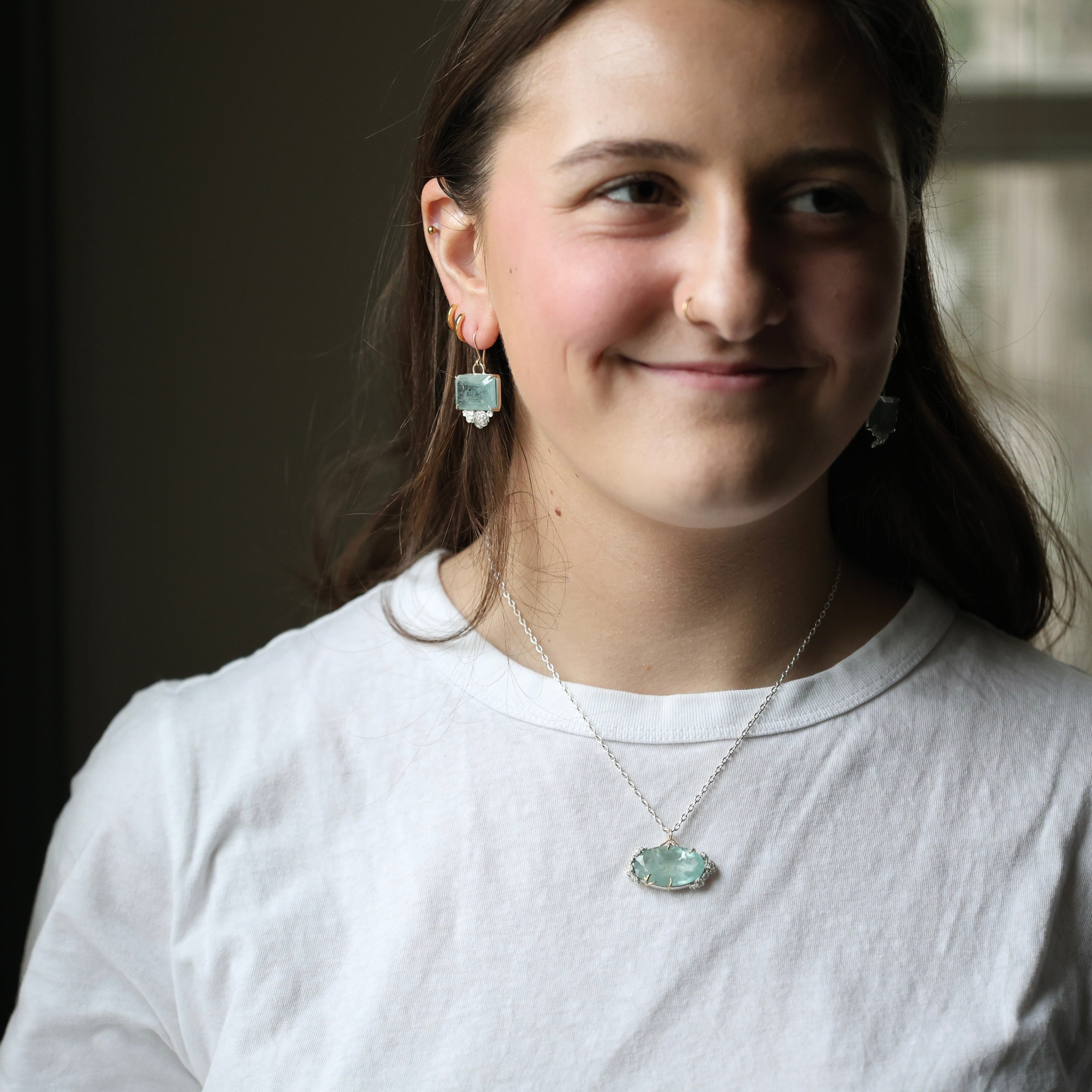 Woman wearing necklace