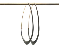 large oxidized silver facet hoops with gold wire