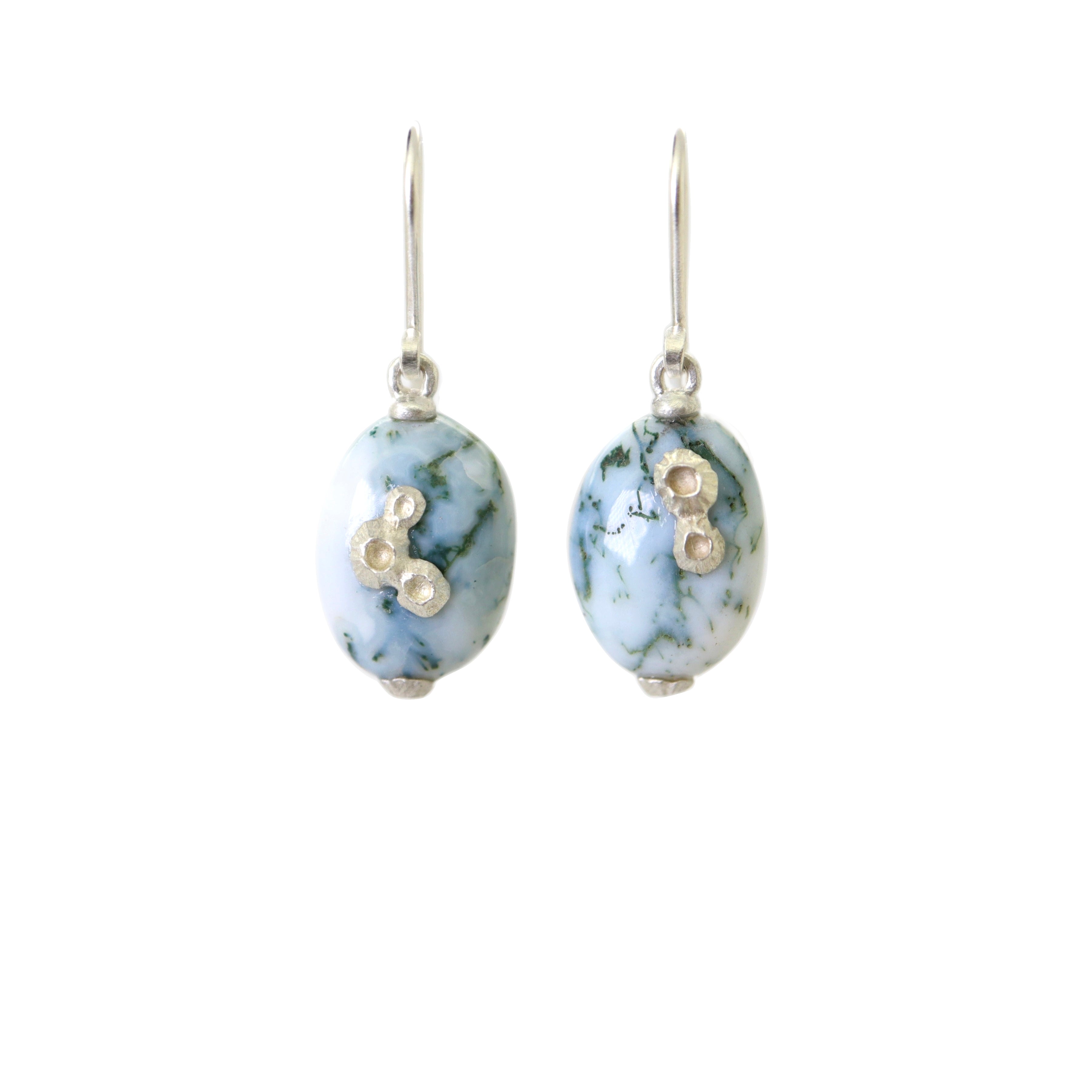 Indian opals with silver barnacles by Hannah Blount Jewelry