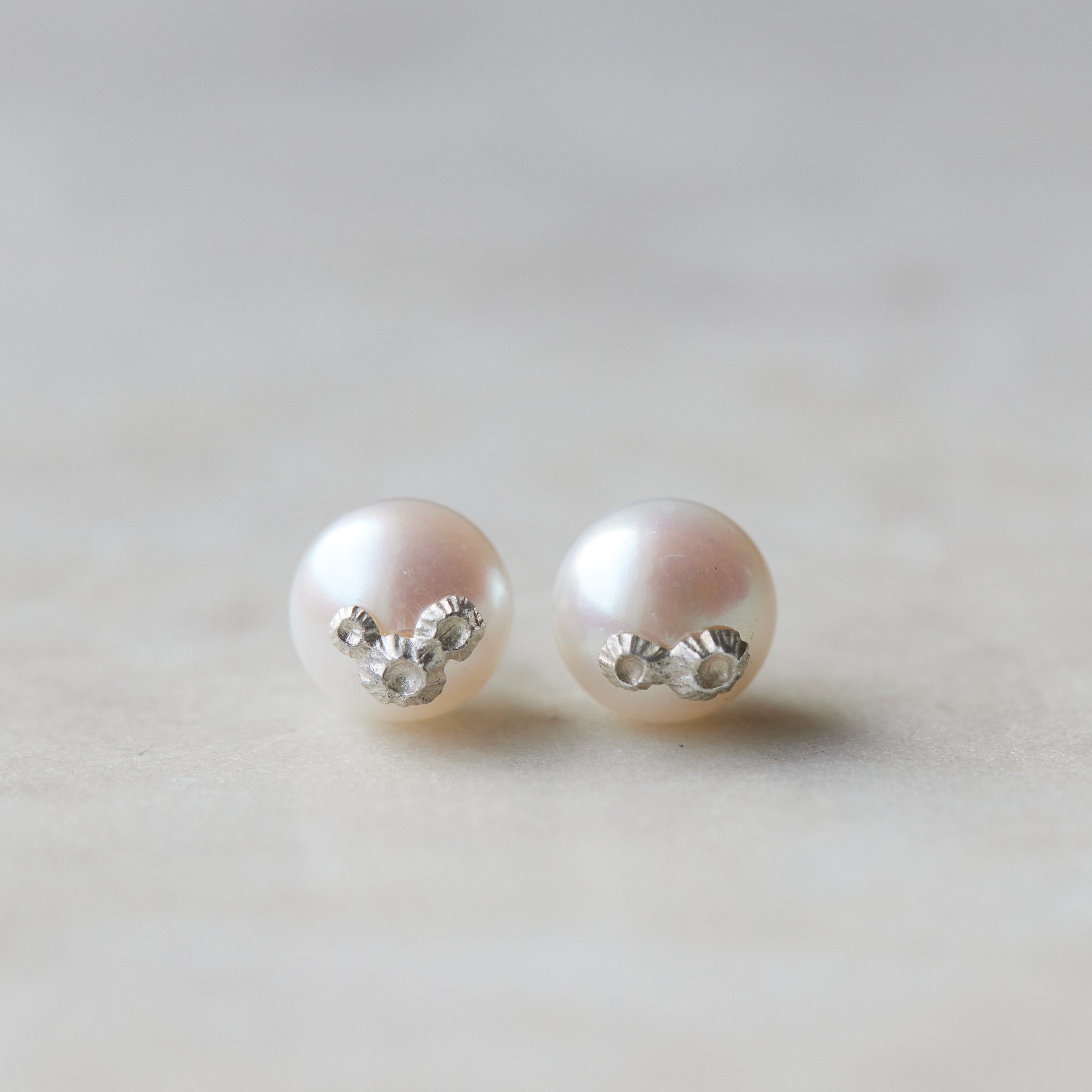 Pearl Ruthie B. Studs with Barnacles in Silver