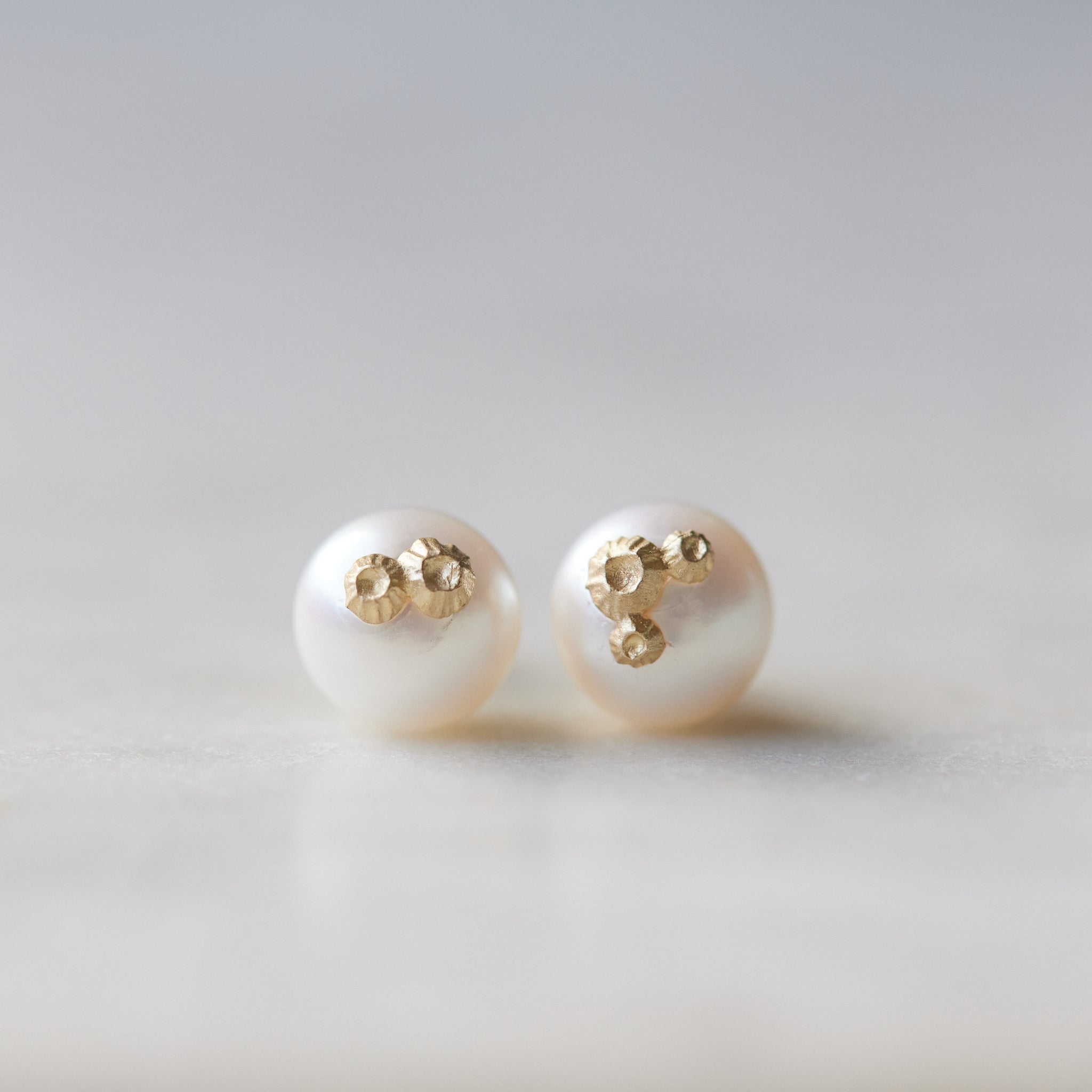 Pearl Ruthie B. Studs with Barnacles in Gold
