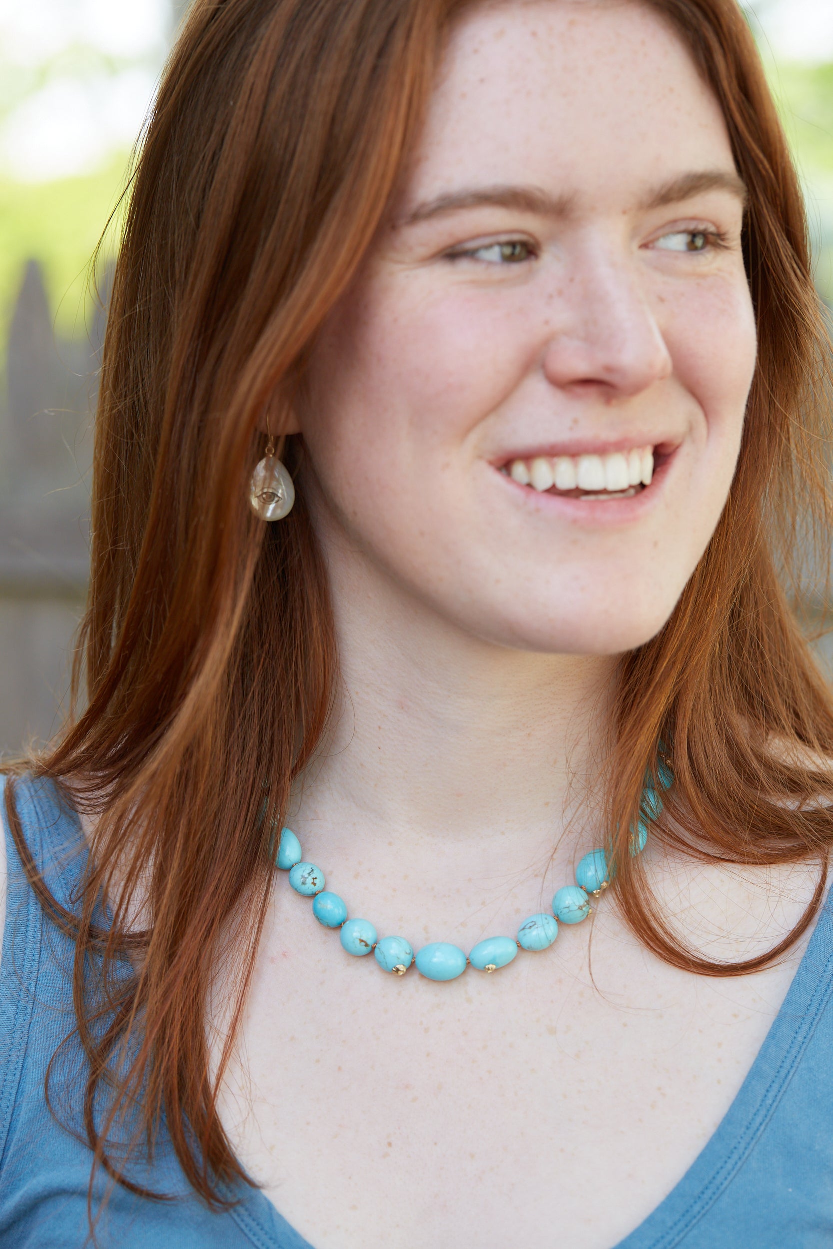 Mermaid's Crown Turquoise Ruthie B. Necklace with Barnacles