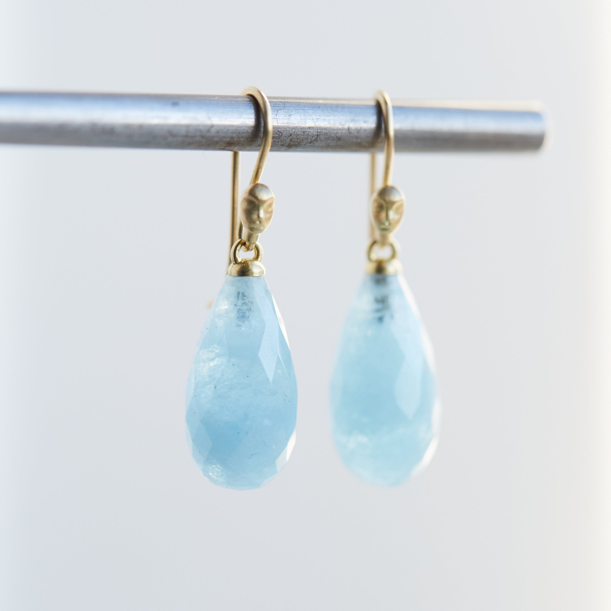 Hannah Blount Jewelry Empyrean Cherubs Aquamarine Figurehead Cameo Earrings in 18k Gold