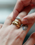 Trio of stacking cameo face rings in gold and silver