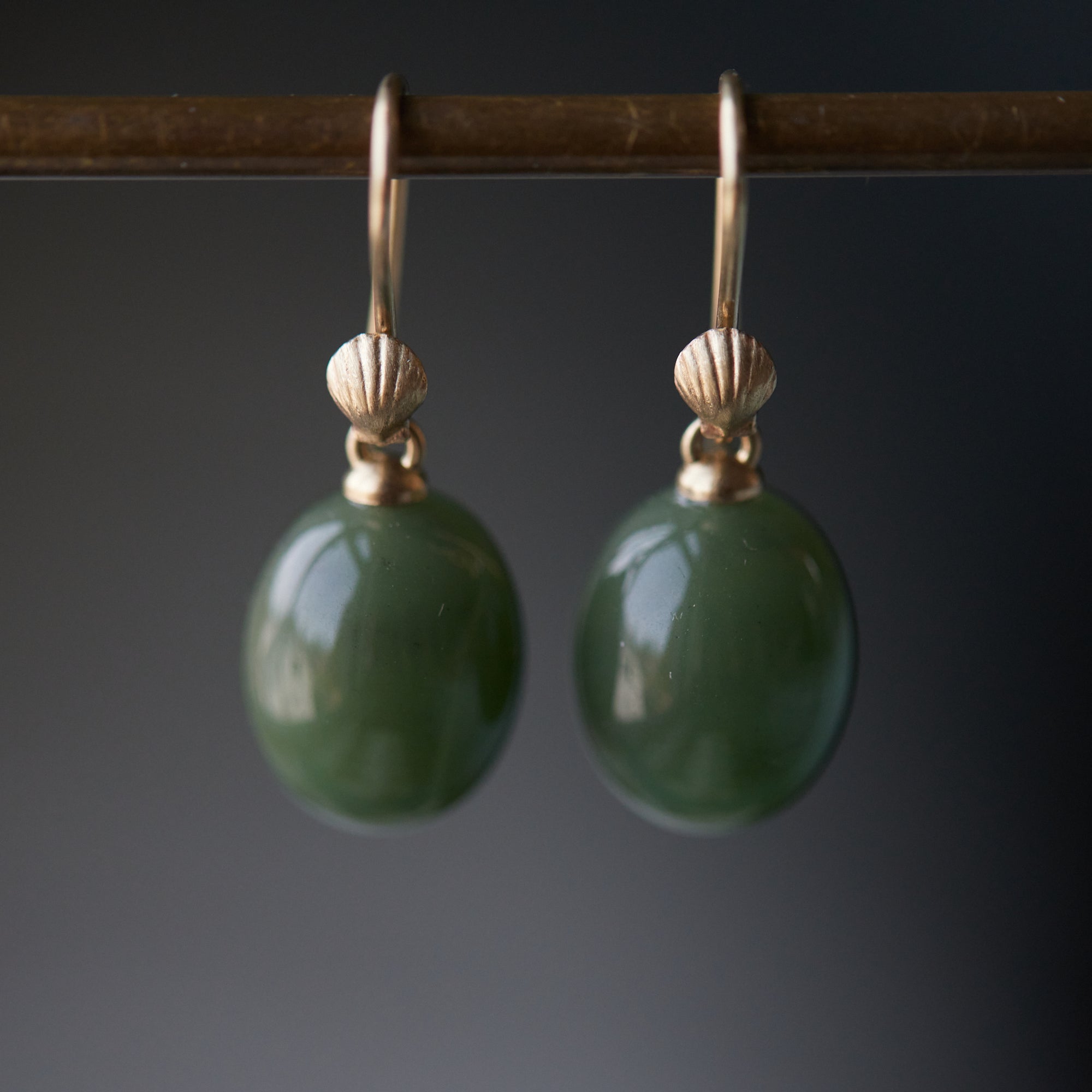Seagrass + Shell Jade Ruthie B. Earrings