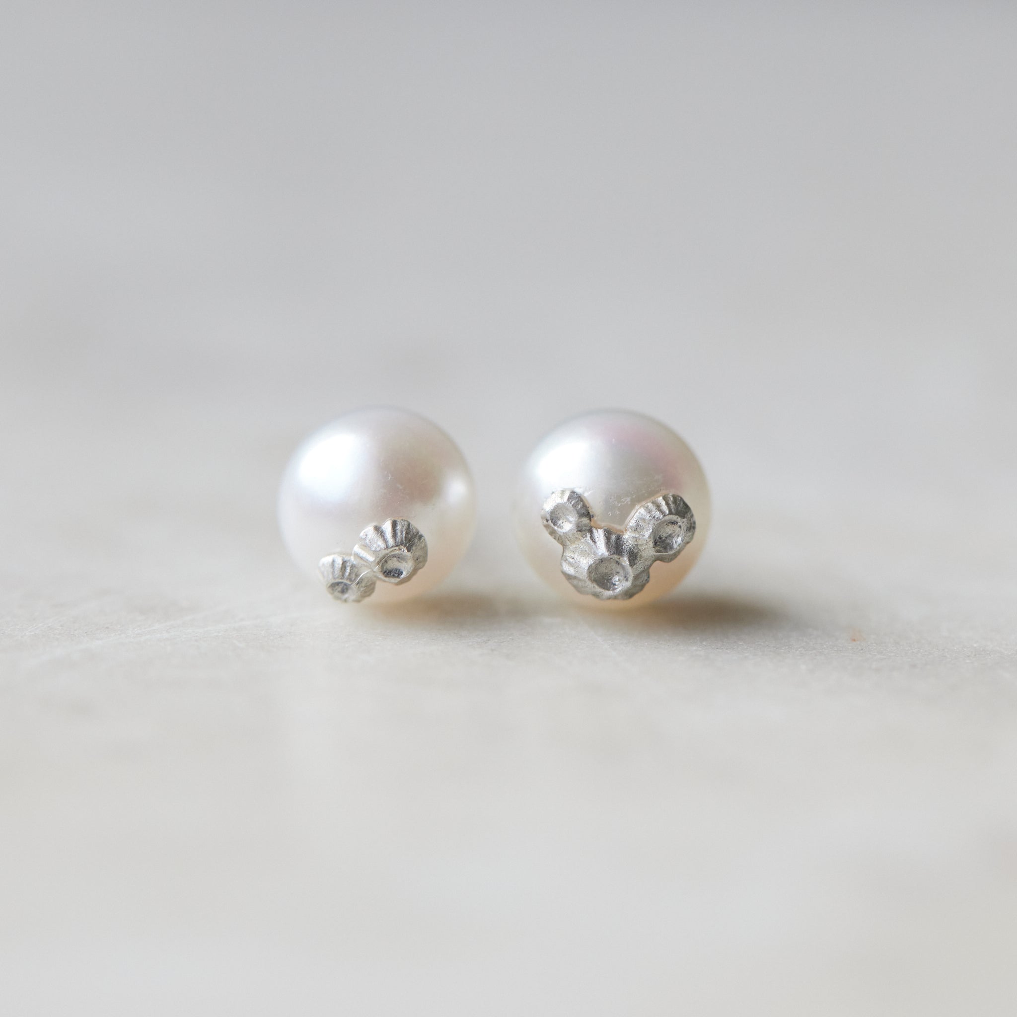 Pearl Ruthie B. Studs with Barnacles in Silver