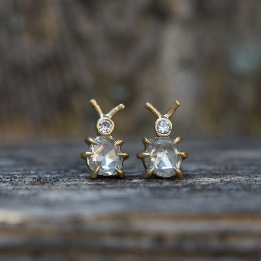 Diamond beetle lovebug vanity studs by hannah blount jewelry