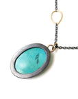 School of fish scrimshaw on Kingman turquoise - necklace