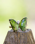 Green Tourmaline Psyche Butterfly Cameo face ring by hannah blount jewelry
