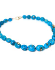 kingman Turquoise beaded necklace with red silk by hannah blount