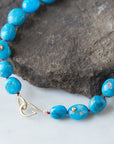 kingman Turquoise beaded necklace with red silk by hannah blount