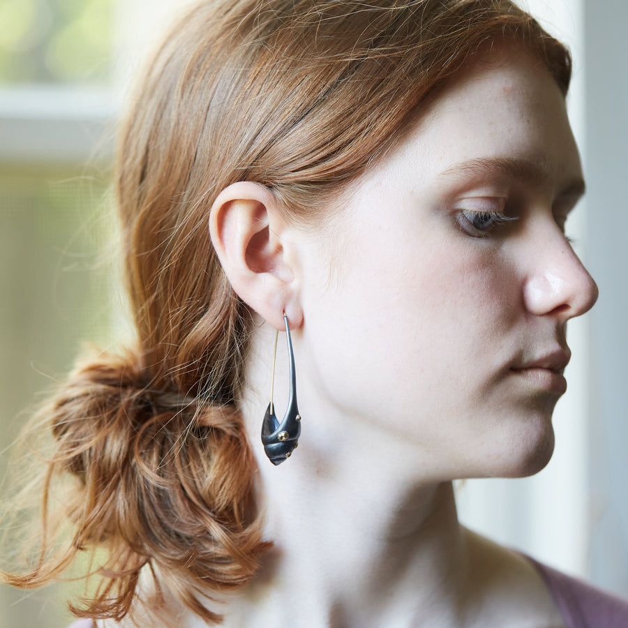 Sea Snail Hoops with barnacles on person in size large - Hannah Blount