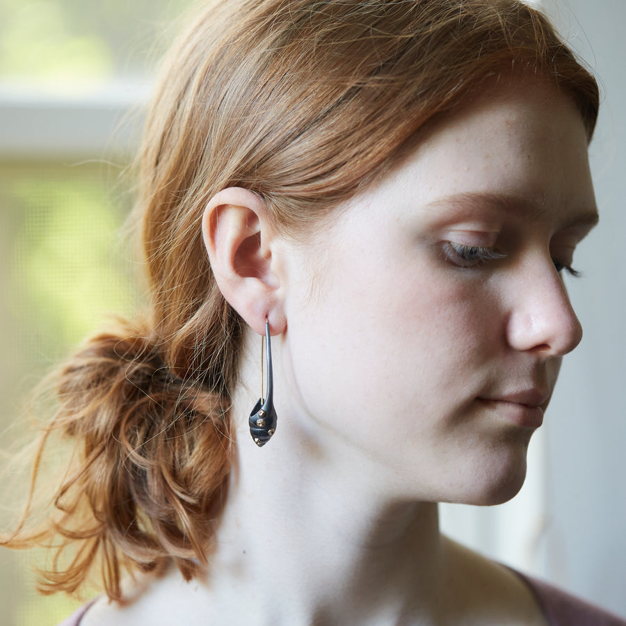 Sea Snail Hoops with barnacles on person in size medium - Hannah Blount