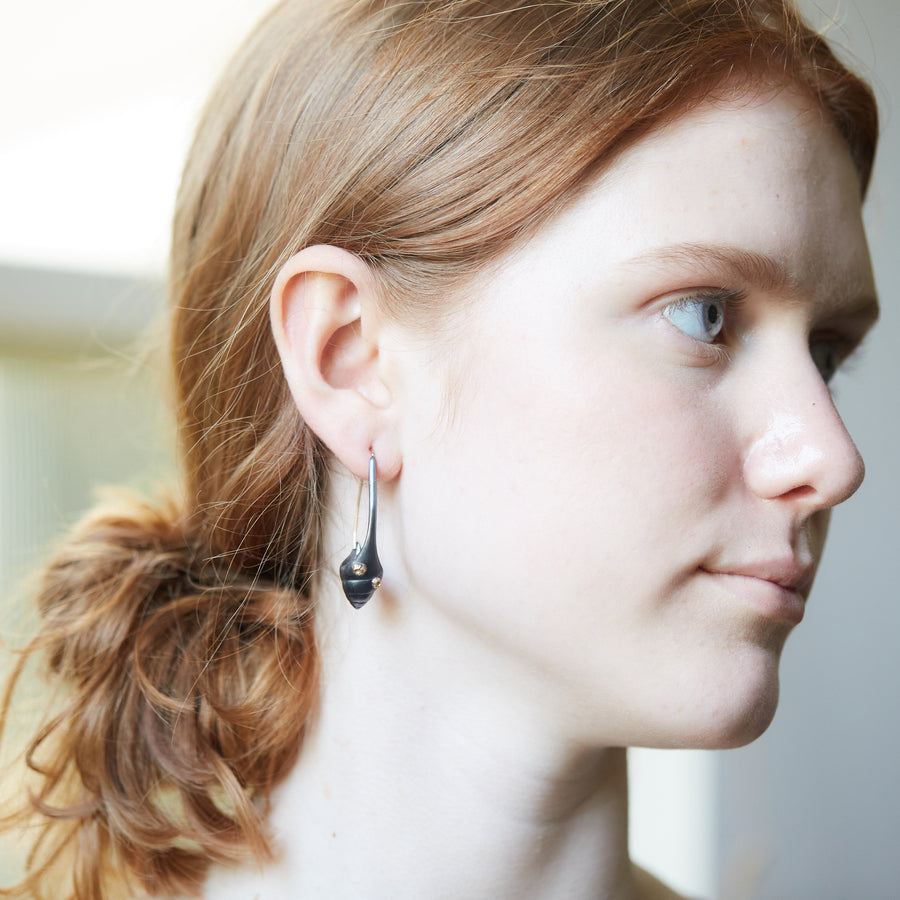 Sea Snail Hoops with barnacles on person in size small - Hannah Blount