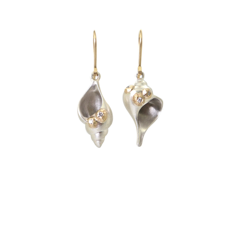Shell earrings with diamond barnacles - Hannah Blount