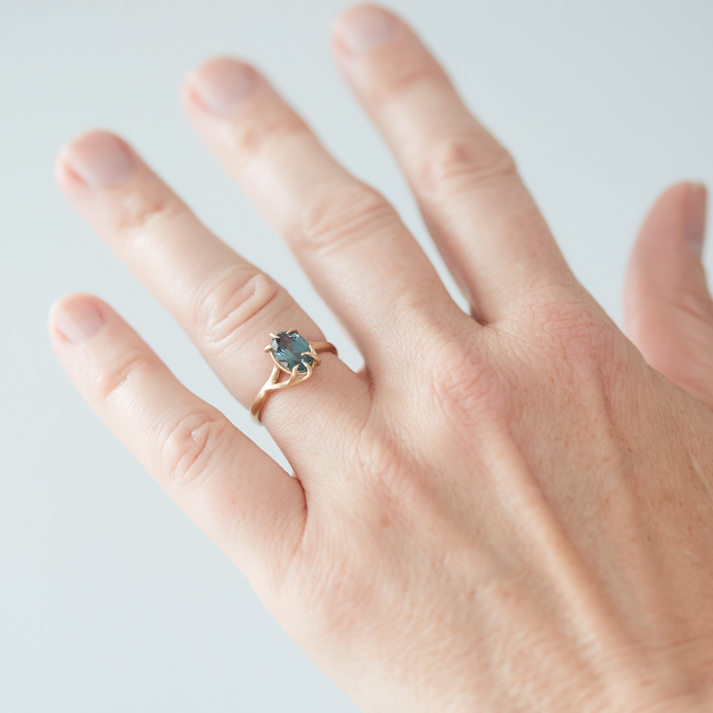 Dusk Blue Montana Sapphire Branch Waiting Ring