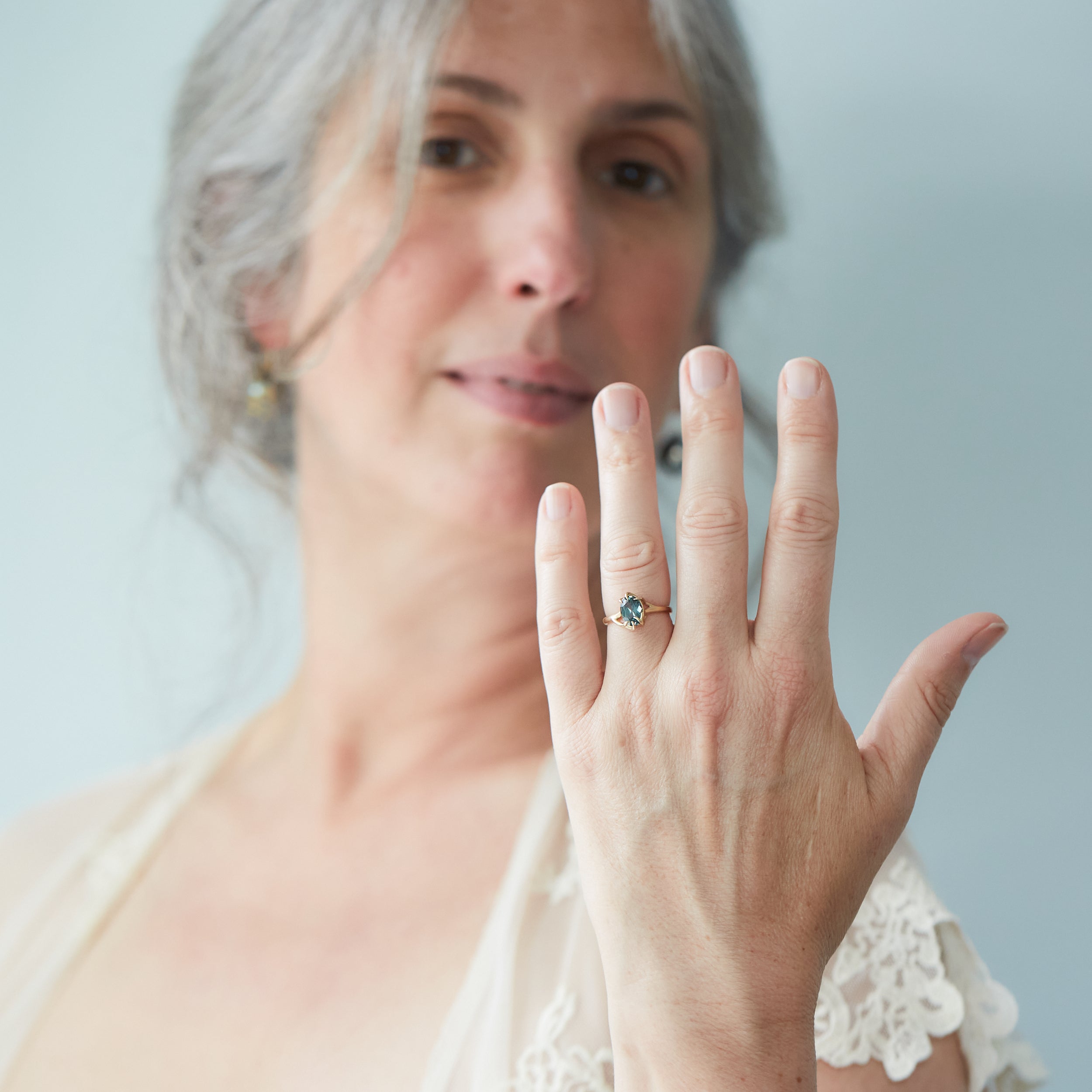 Dusk Blue Montana Sapphire Branch Waiting Ring