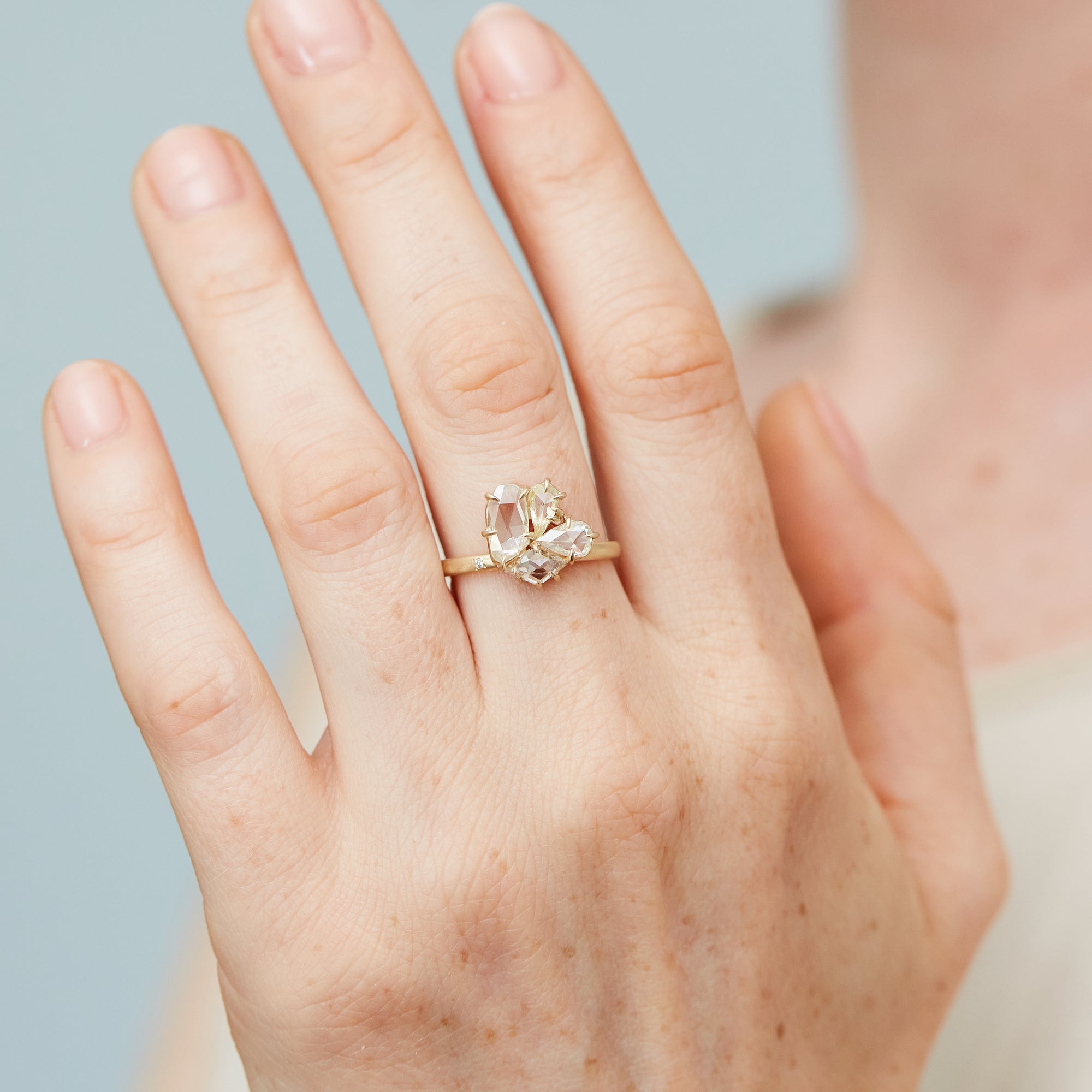 Mosaic rose cut diamond vanity ring by Hannah Blount