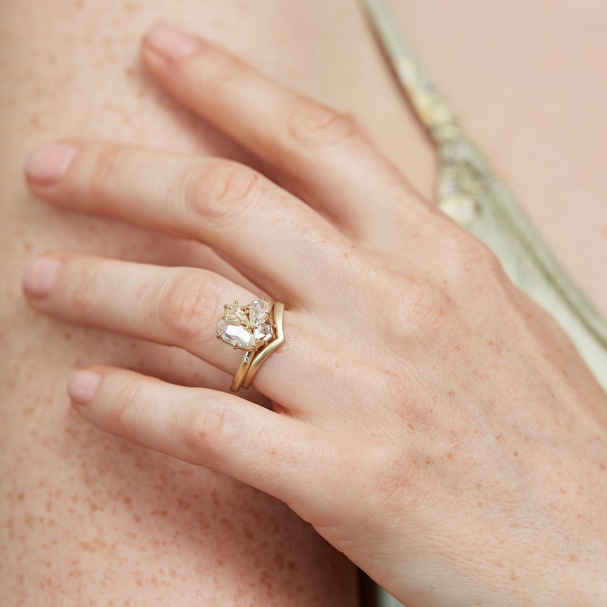 Mosaic rose cut diamond vanity ring by Hannah Blount