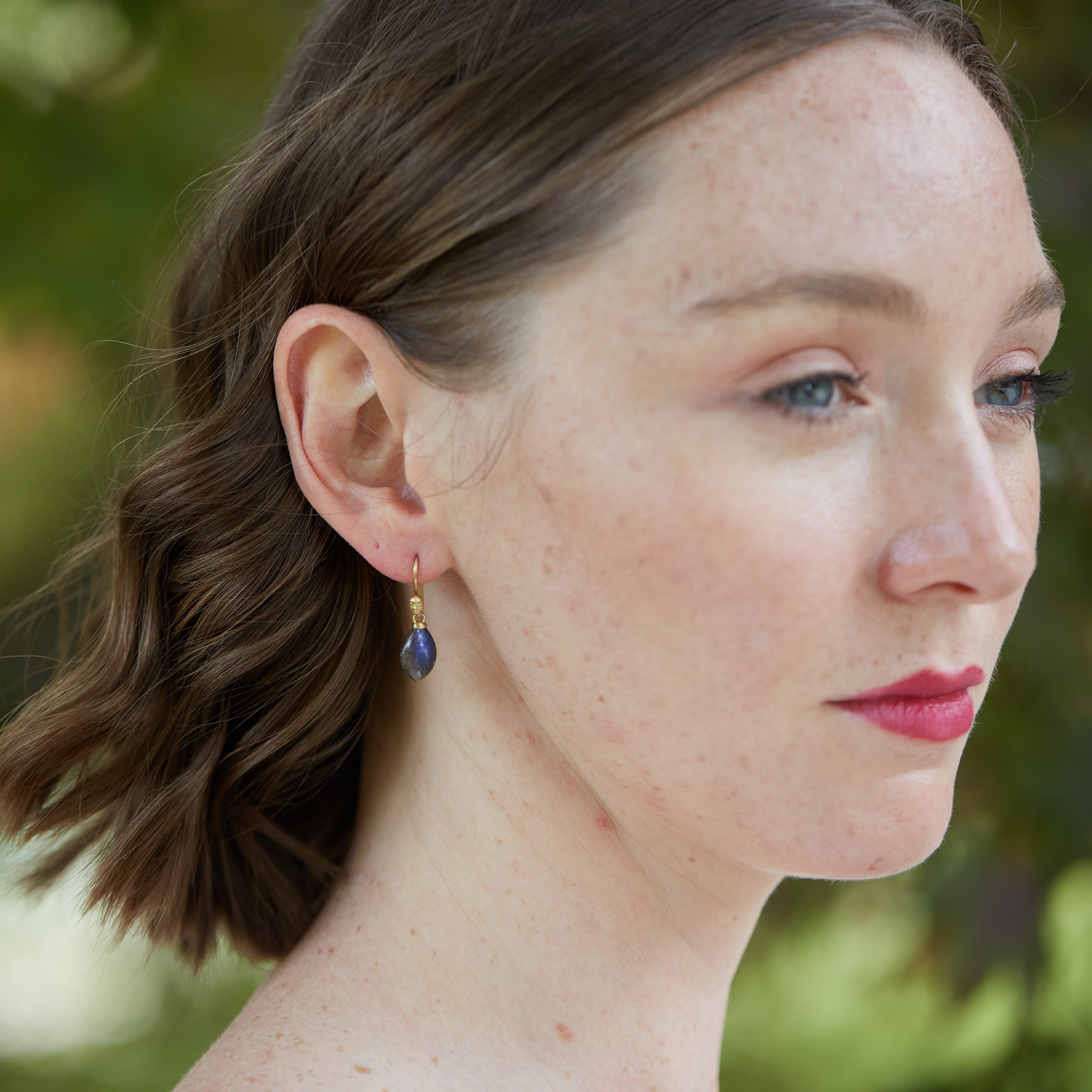 Labradorite Petal Figurehead Cameo Earrings