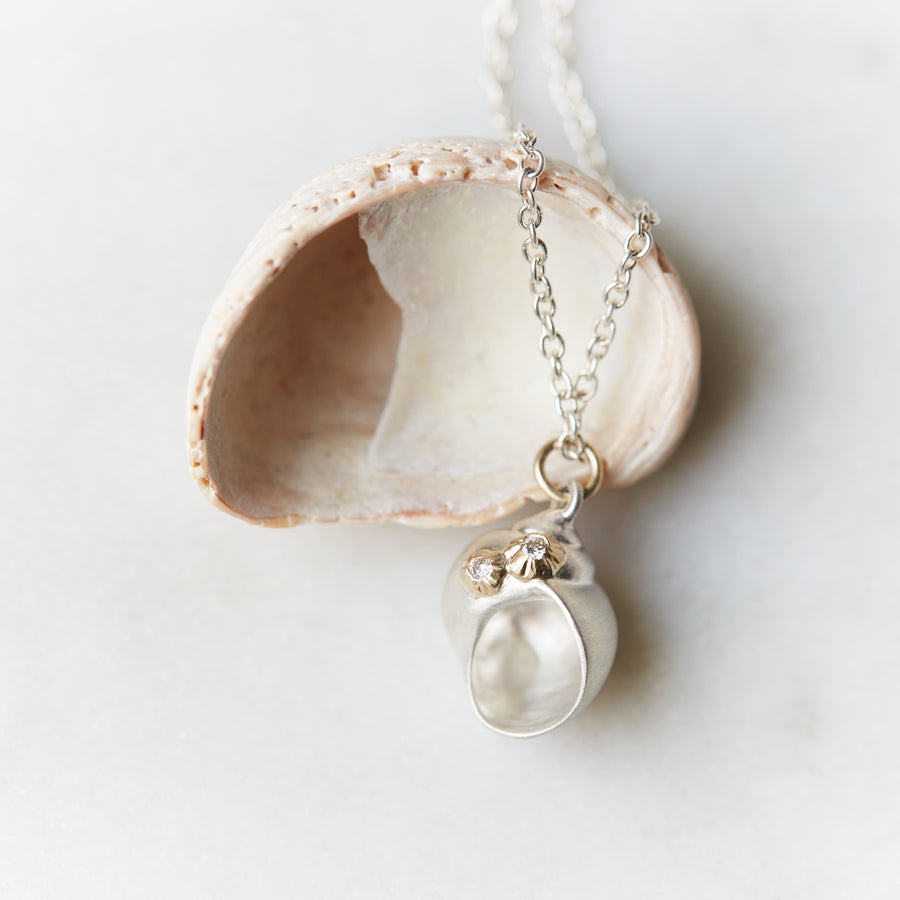 Shell necklace with diamond barnacles Hannah Blount