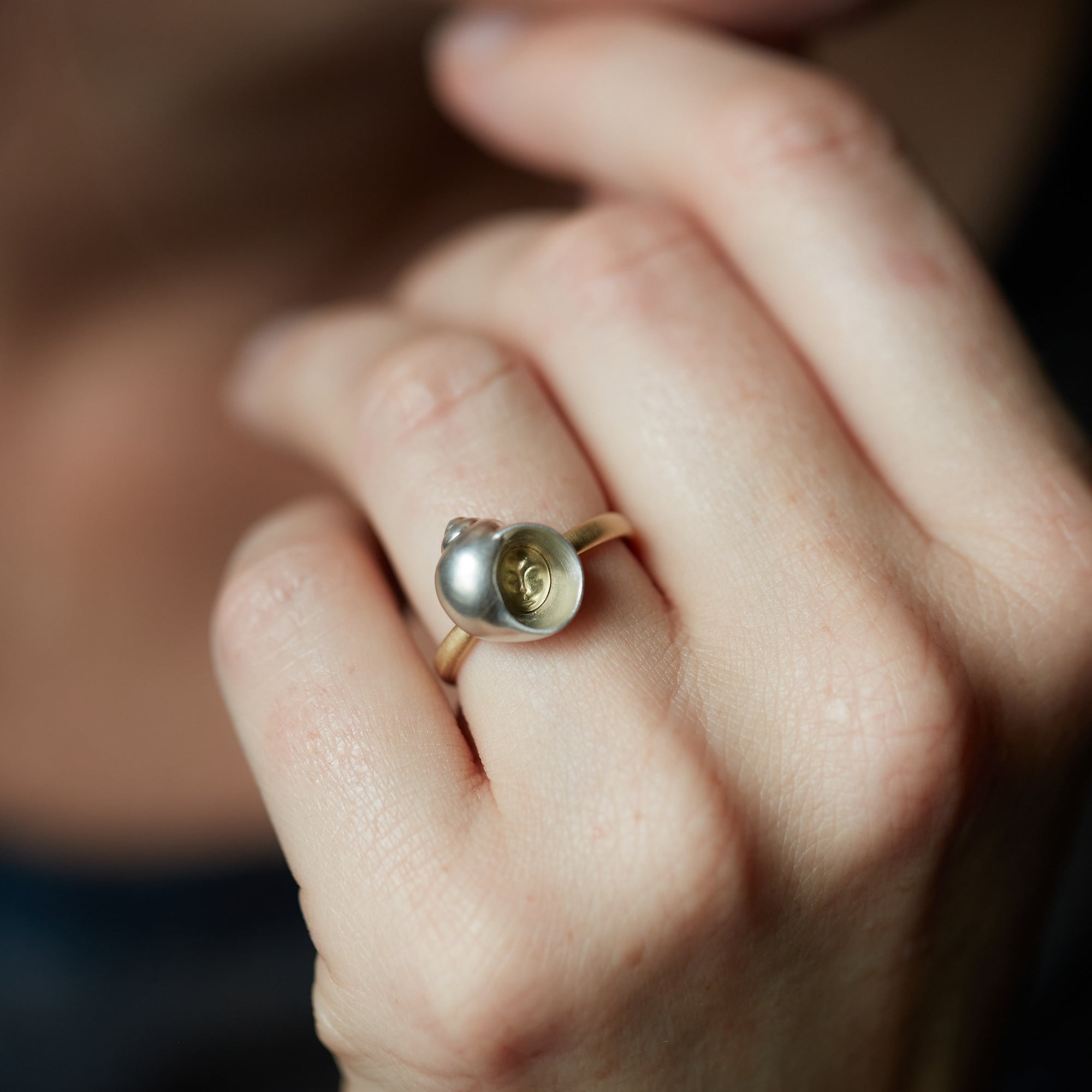 Moon snail hermit crab cameo ring - Hannah Blount