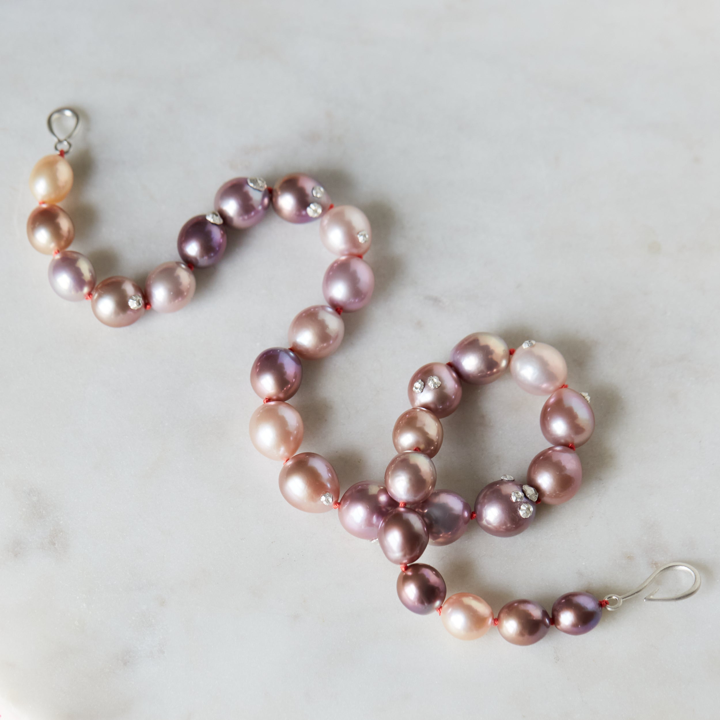 Pink Moon Pearl Ruthie B. Necklace with Barnacles