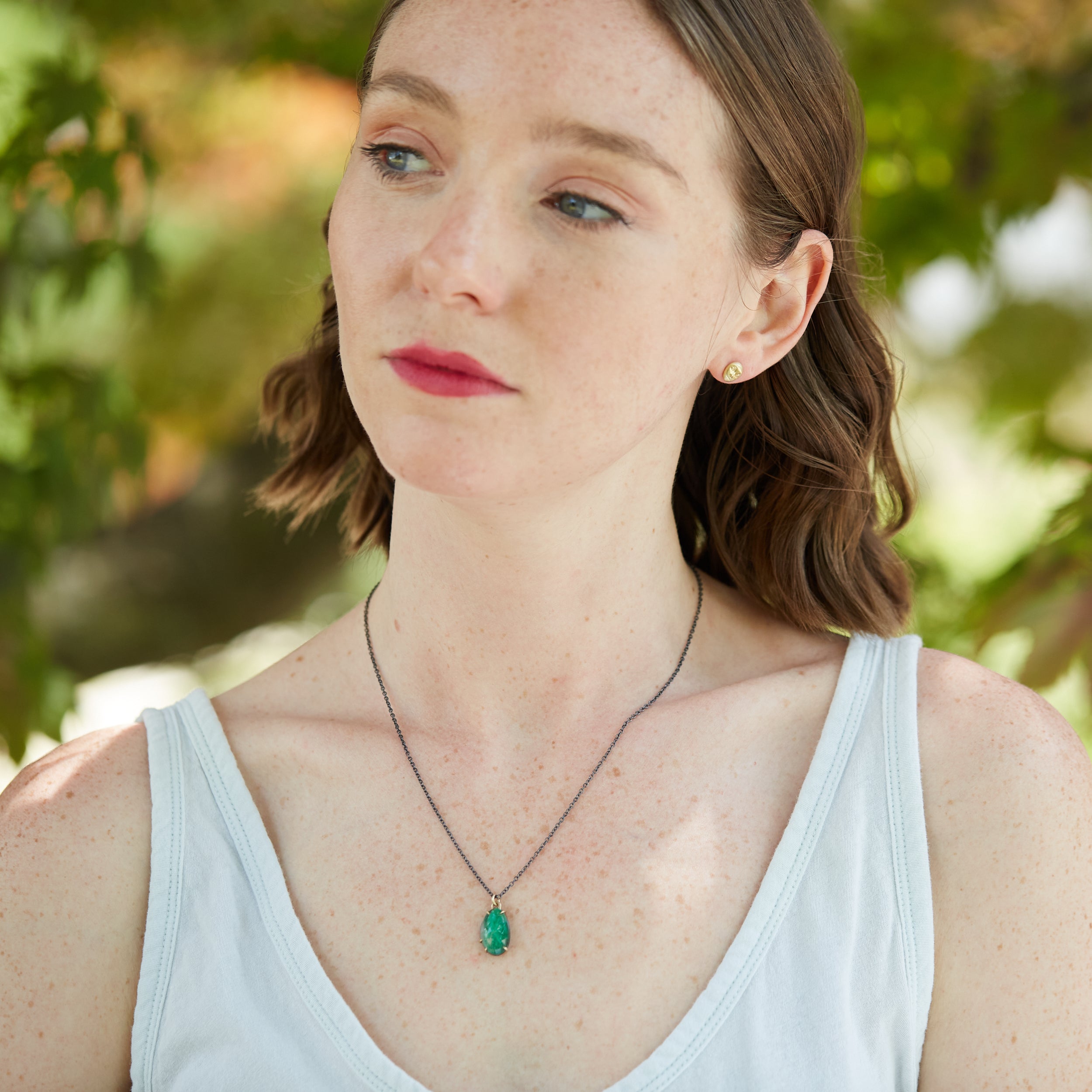 Sabal Palm Emerald Vanity Necklace
