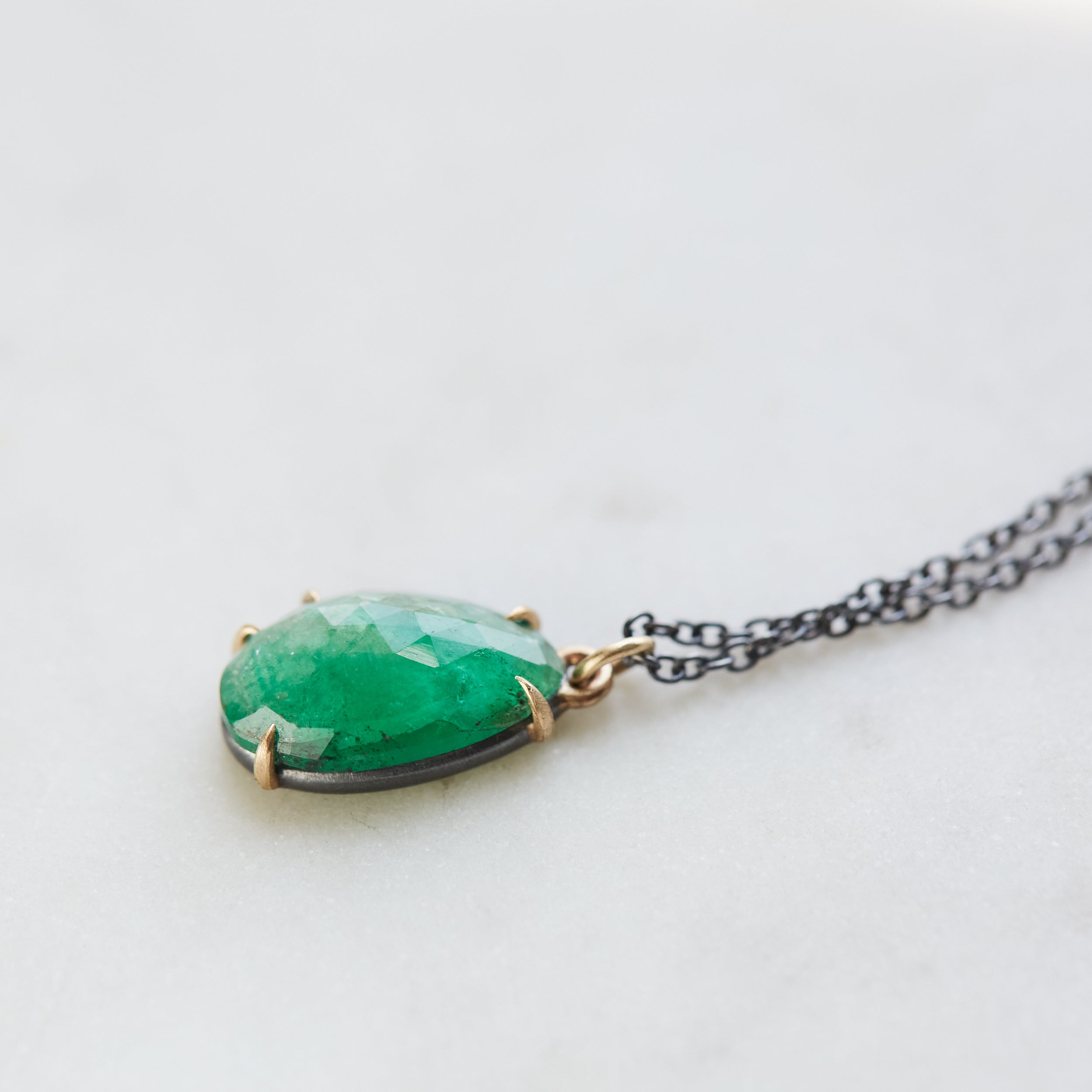 Sabal Palm Emerald Vanity Necklace