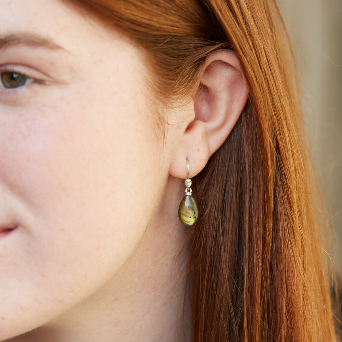 Sandstorm Labradorite Cameo Figurehead Earrings