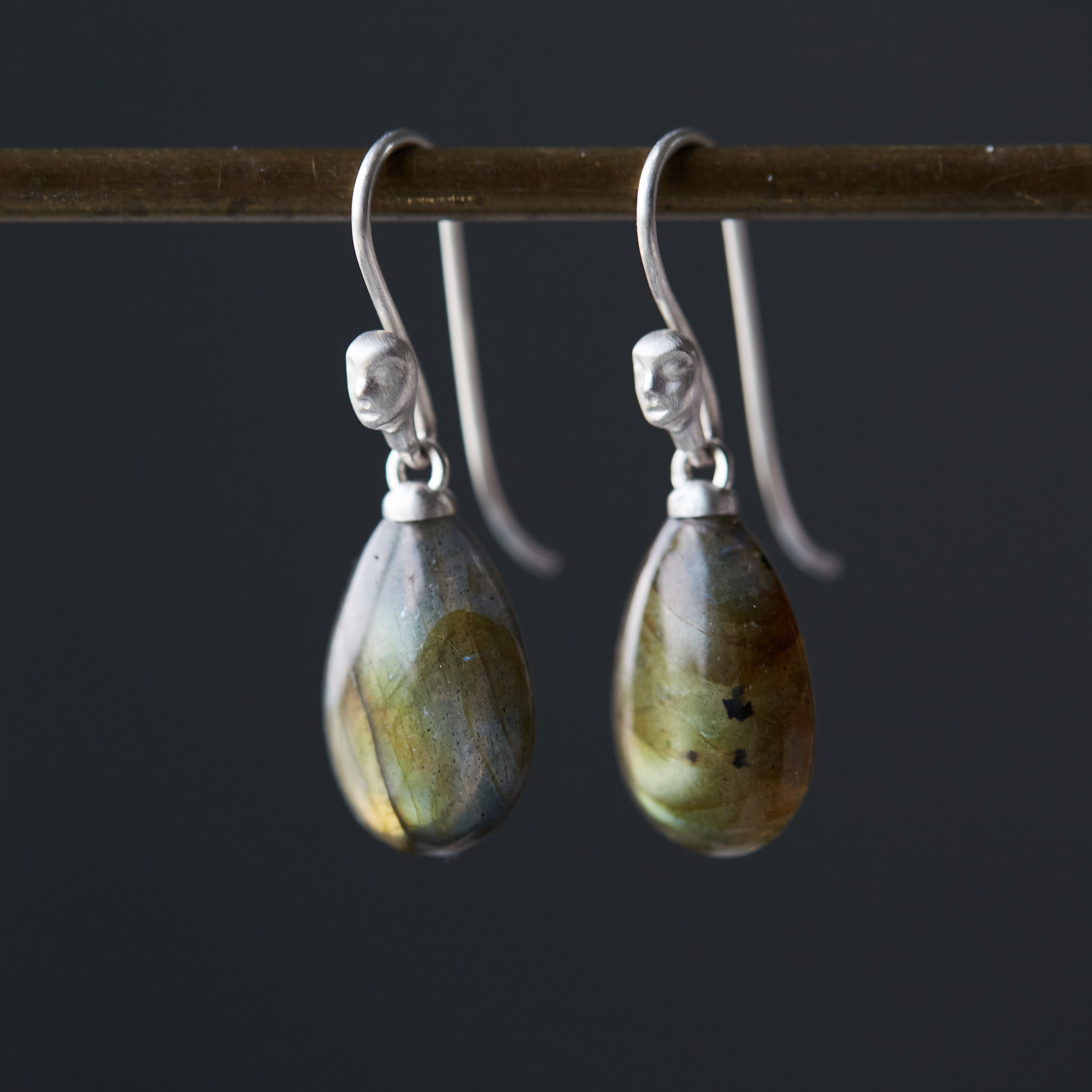 Sandstorm Labradorite Cameo Figurehead Earrings