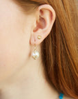 Sea Peach Pearl Ruthie B. Earrings with Barnacles