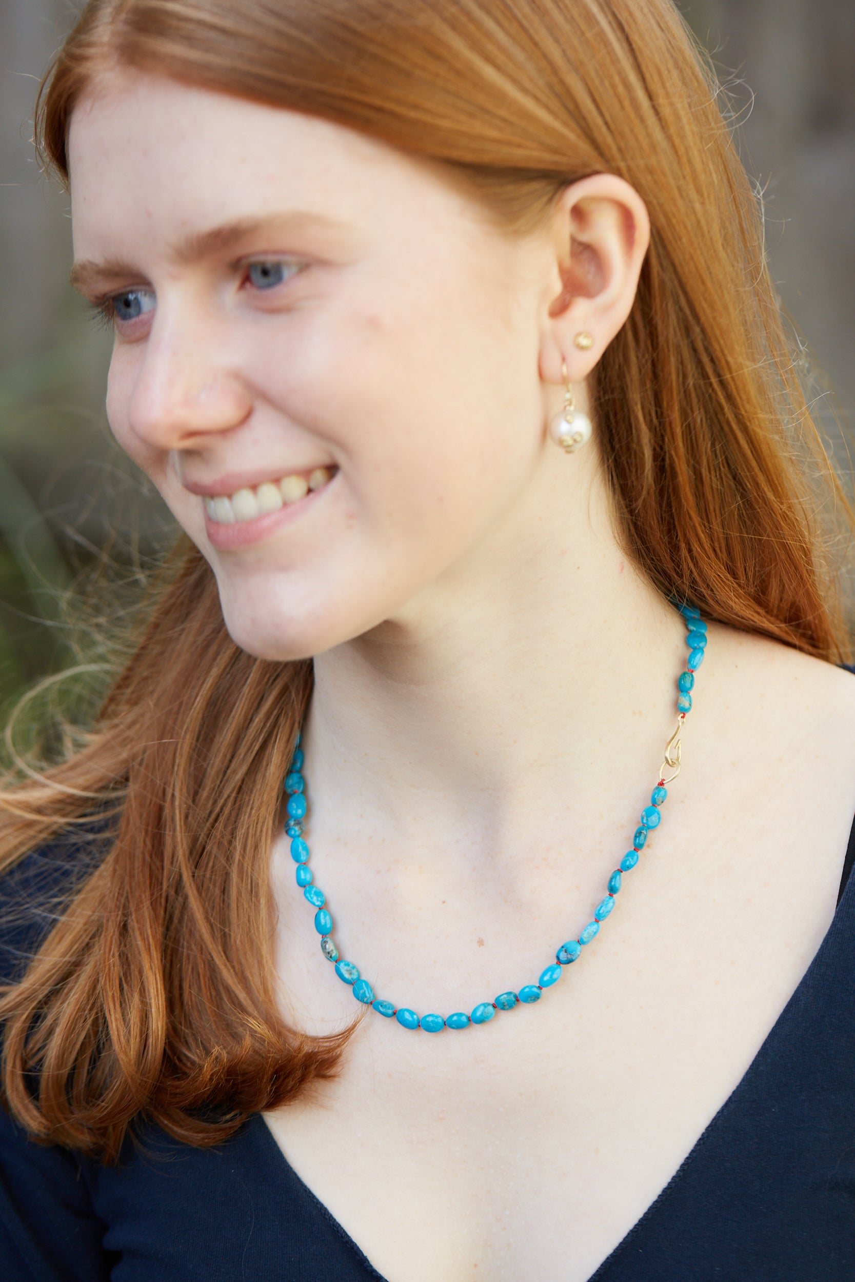 Sea Peach Pearl Ruthie B. Earrings with Barnacles