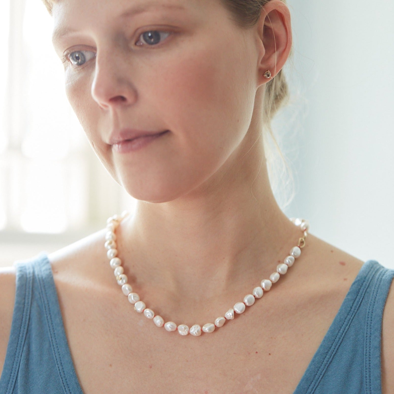 Hannah Blount Jewelry - Sea Petal Pearl Ruthie B. Necklace with barnacles - 14k gold - one of a kind