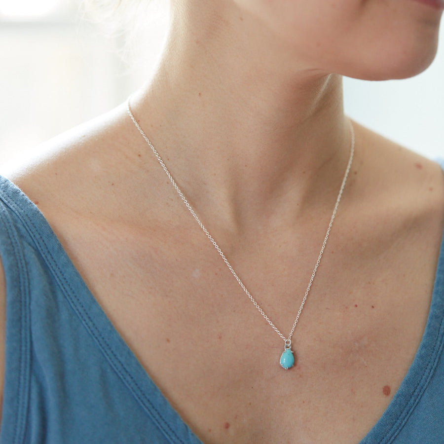 Hannah Blount Jewelry - Shoreline Kingman Turquoise Vanity Necklace - handmade - silver