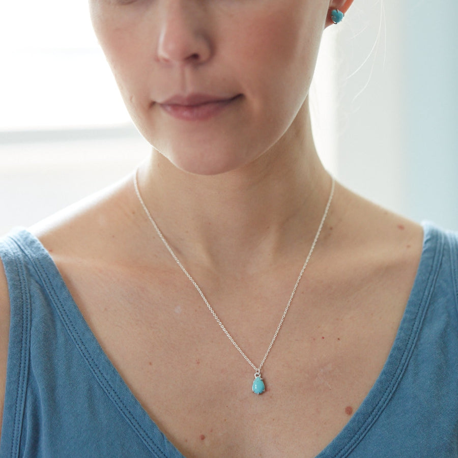 Hannah Blount Jewelry - Shoreline Kingman Turquoise Vanity Necklace - silver - handmade