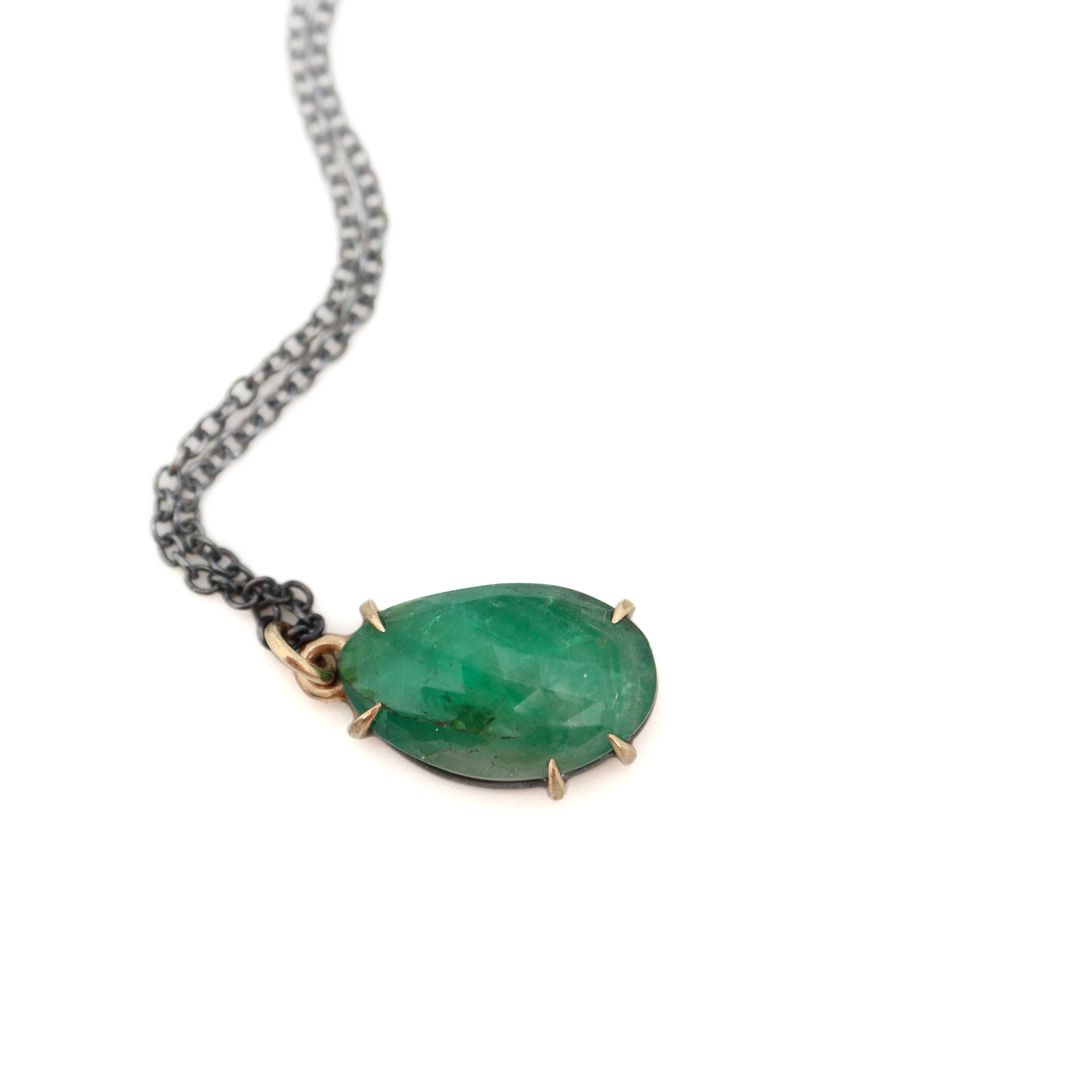 Sabal Palm Emerald Vanity Necklace