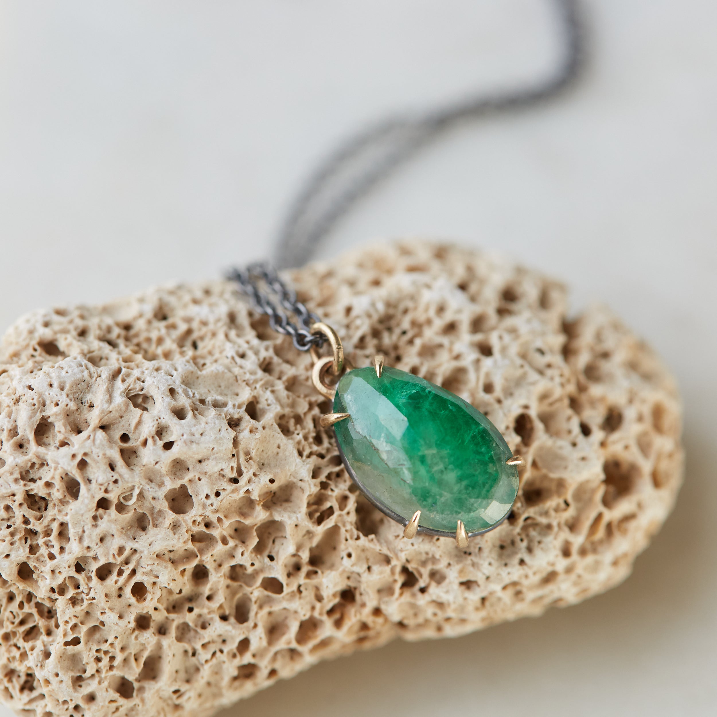 Sabal Palm Emerald Vanity Necklace