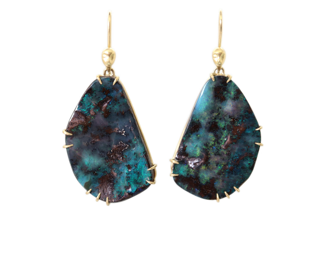 Mirror Magic Australian Boulder Opal Cameo Earrings