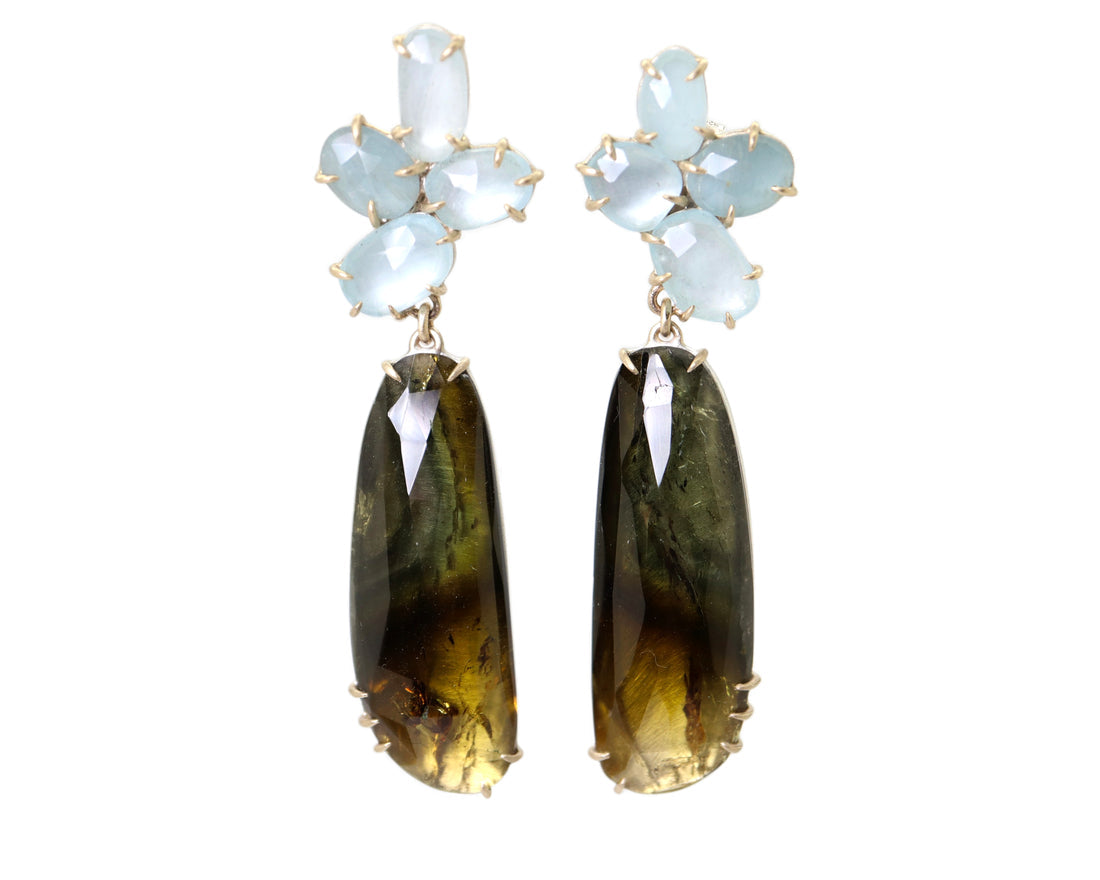 Of Air and Earth Aquamarine + Tourmaline Vanity Earrings