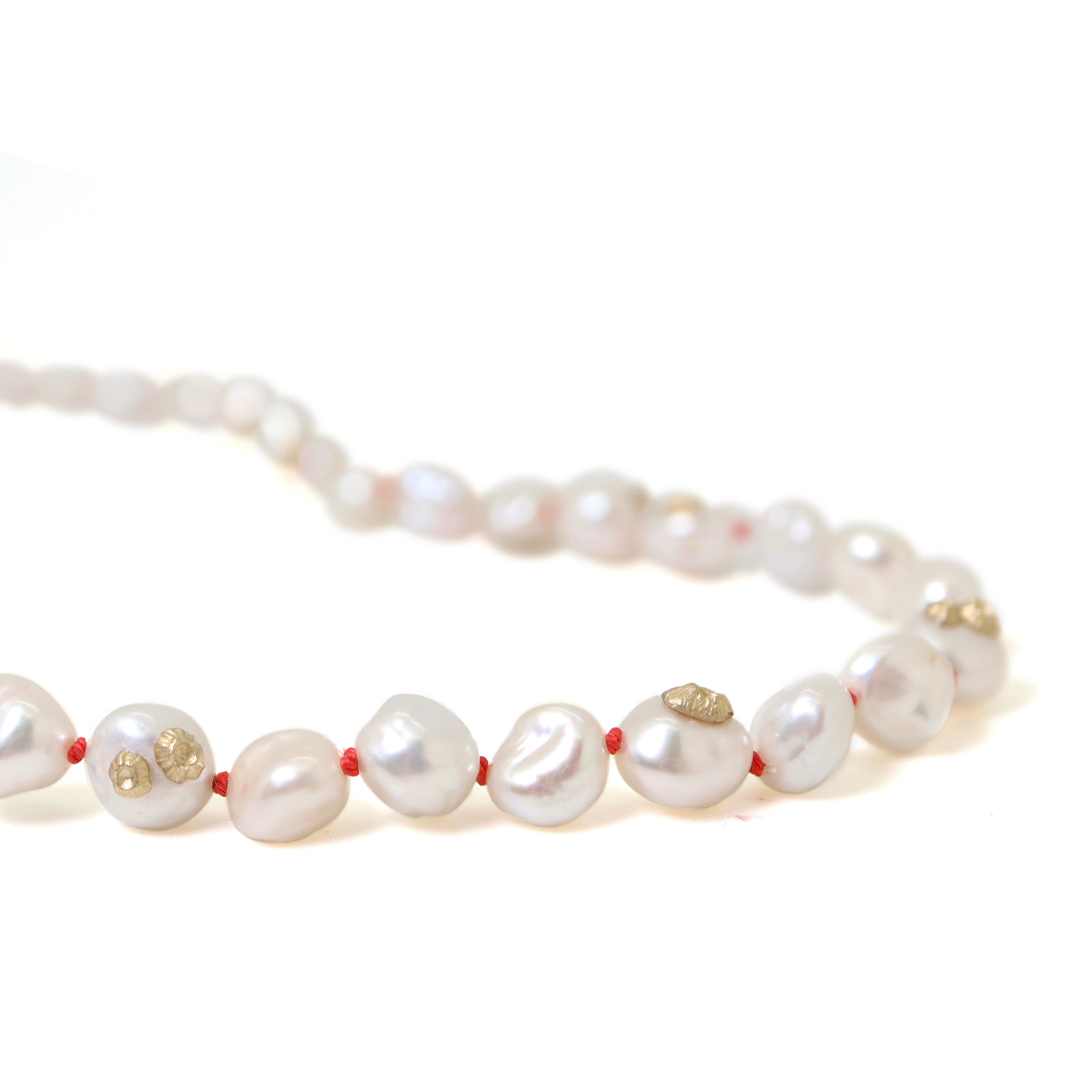 Sea Petal Pearl Ruthie B. Necklace with Barnacles