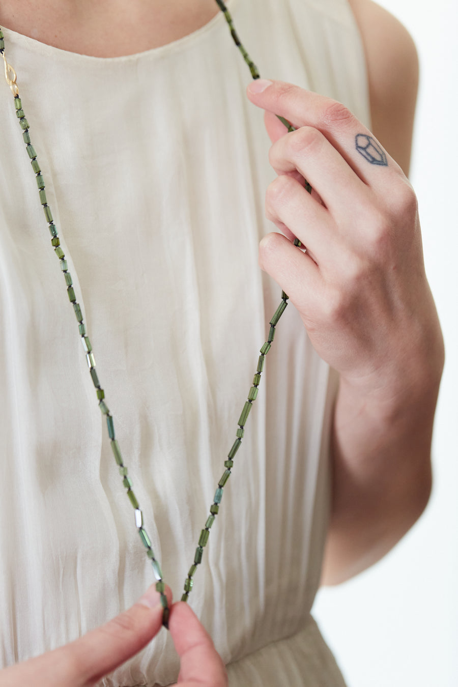 Green Tourmaline beaded necklace by Hannah Blount