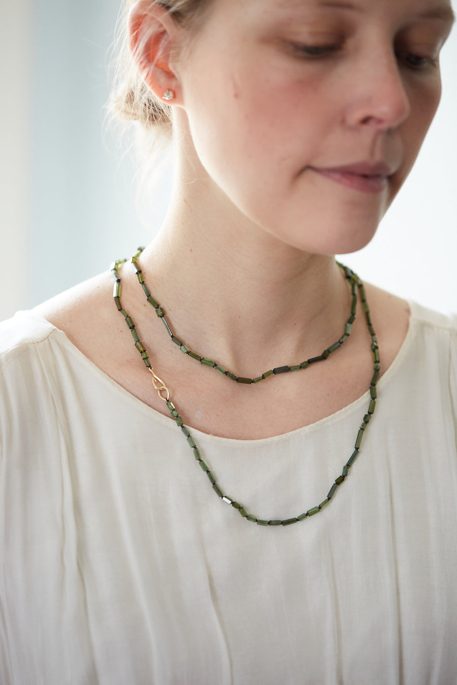 Green Tourmaline beaded necklace by Hannah Blount