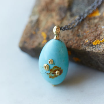 Grand Turquoise Cameo Necklace with Barnacles