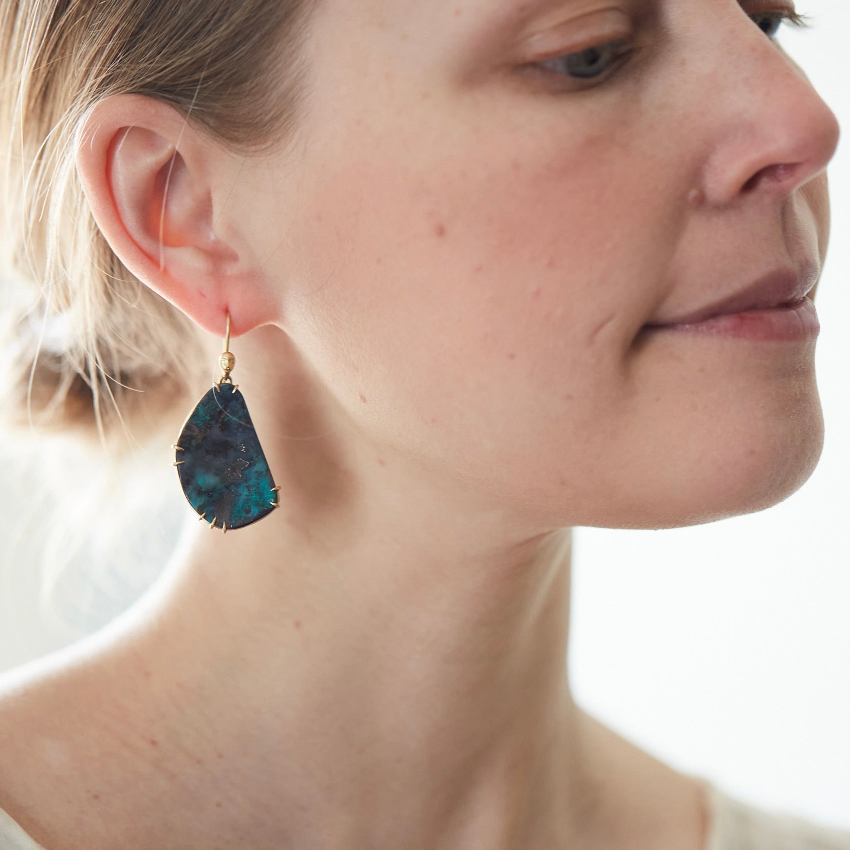 Mirror Magic Australian Boulder Opal Cameo Earrings