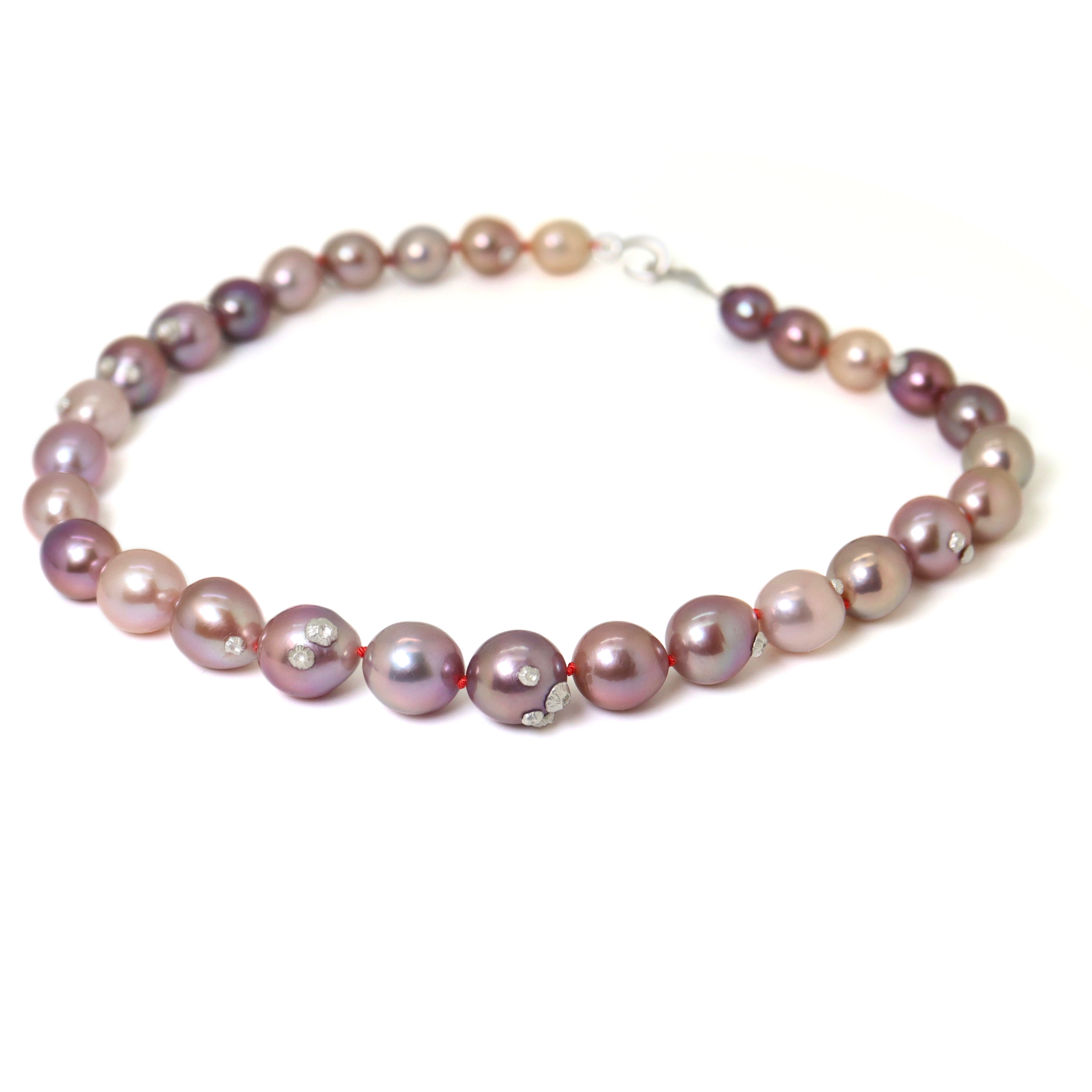 Pink Moon Pearl Ruthie B. Necklace with Barnacles