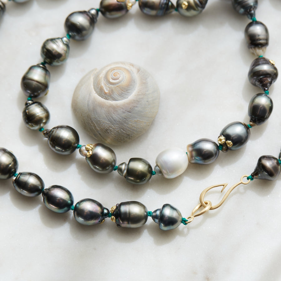 Hecate's Spell Tahitian Pearl Ruthie B. Necklace with Barnacles