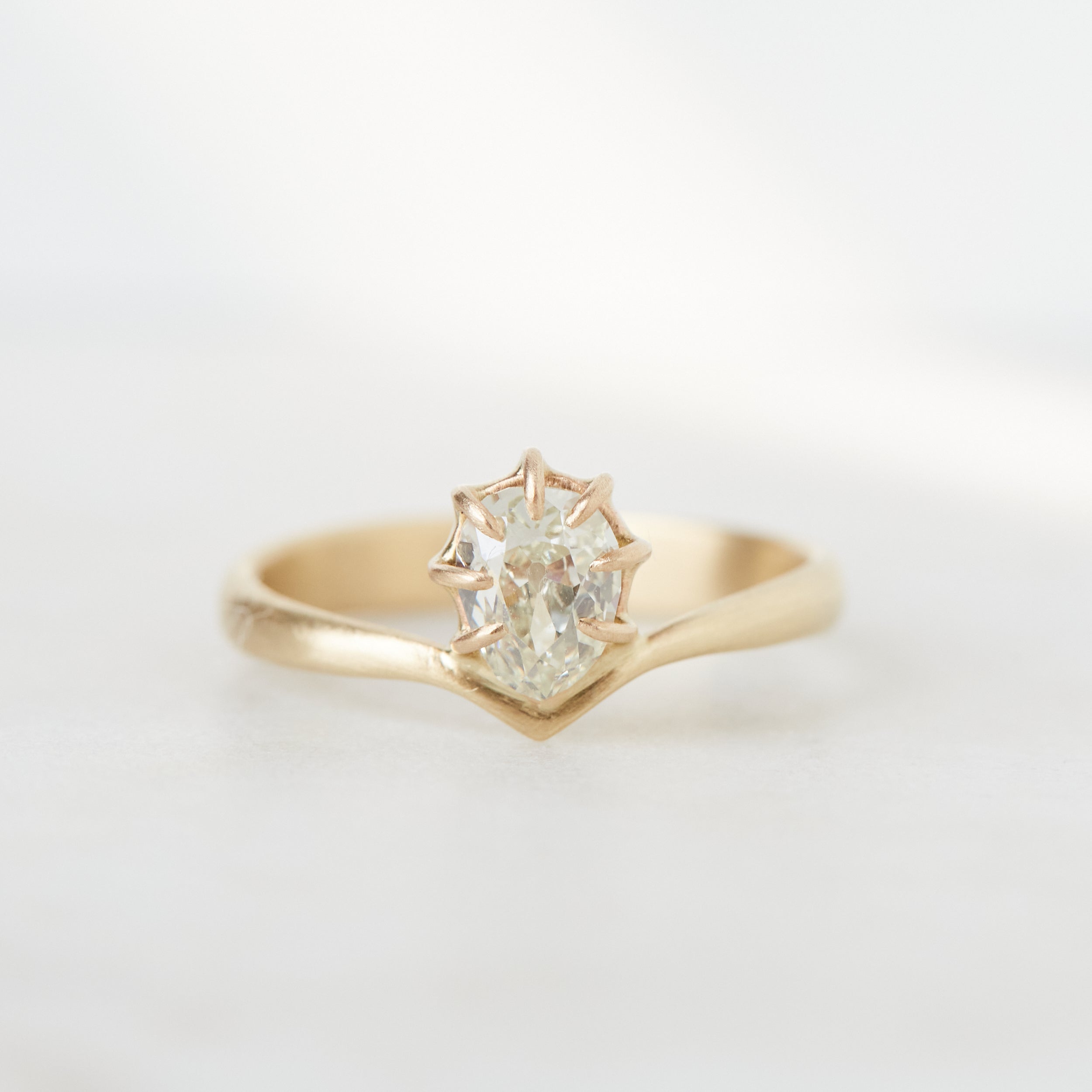Antique Egg Diamond Vanity Ring with gold band by Hannah Blount