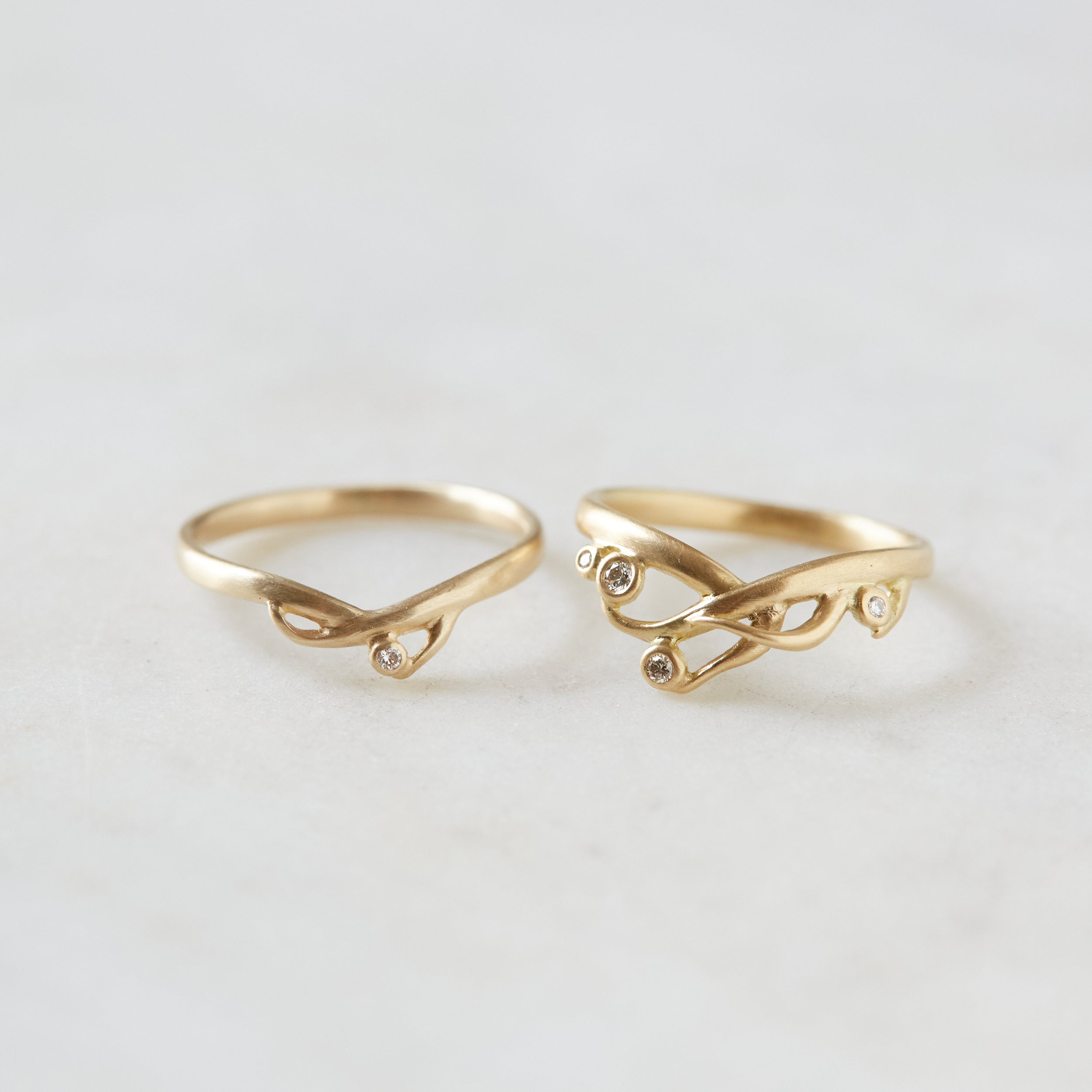 Wating Ring Handmade Diamond Branch Waiting Wedding & Engagement Bands – Hannah ...