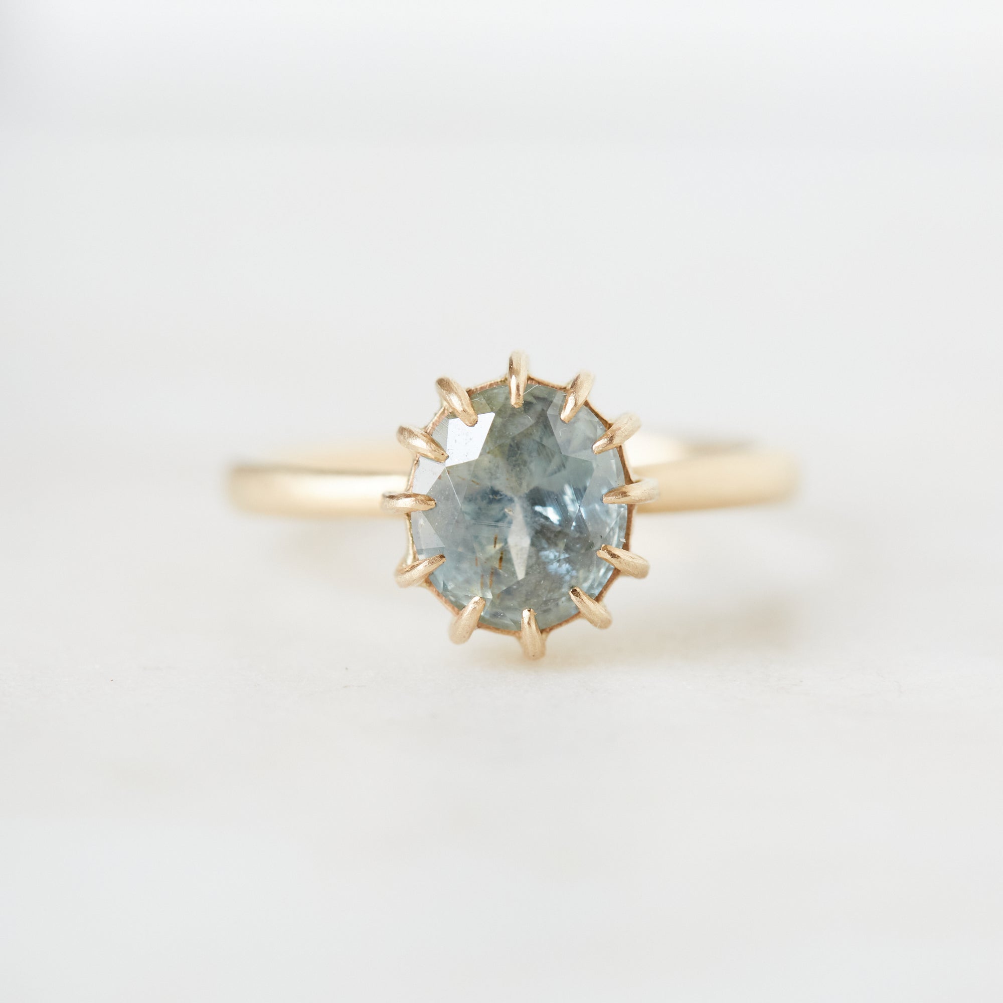 Montana Sapphire vanity ring with gold band by Hannah Blount